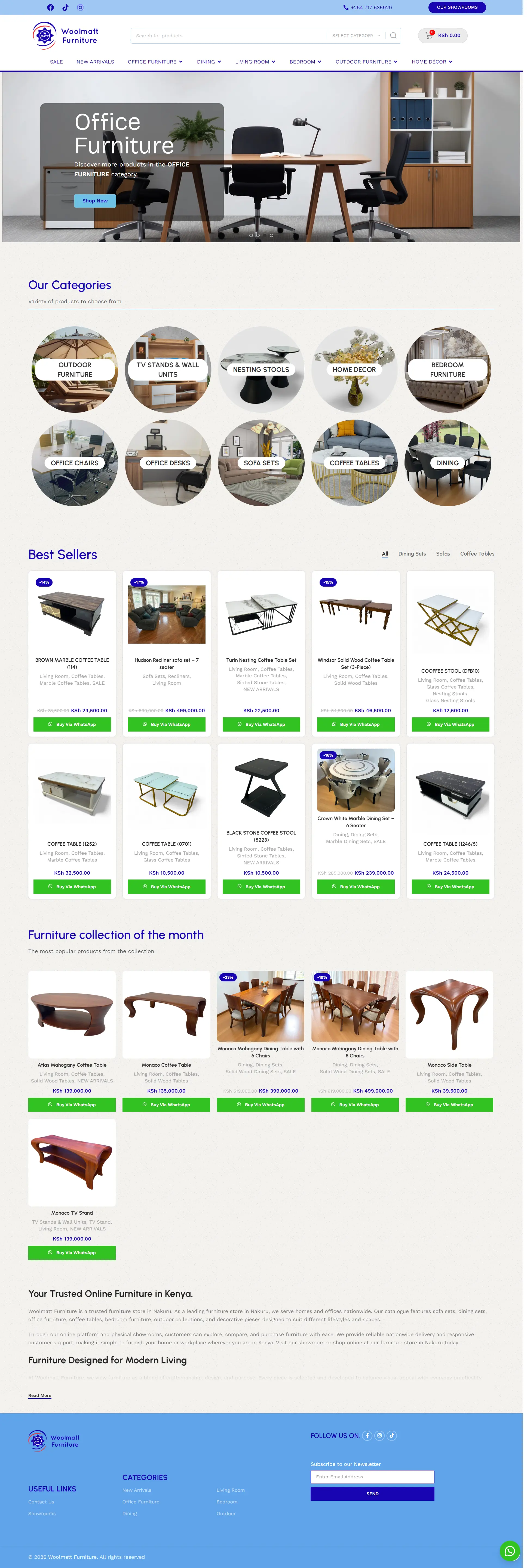 Website preview for woolmattfurniture.co.ke